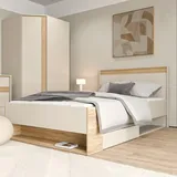 Forte mauvella eiche, sand, mauvella eiche, sand, mauvella eiche, sand, B:130cm H:96,3cm L:210,8cm, Betten, Stauraumbett, inklusive Schubkasten, in 2 Größen erhältlich