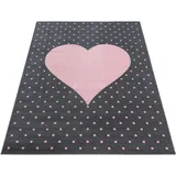 Ayyildiz Kinderteppich AYYILDIZ TEPPICHE "Bambi 830" Teppiche Gr. B: 120cm, 11mm, L: 170cm, pink (pink/grau) Kinder Herz Motiv, Kurzflor