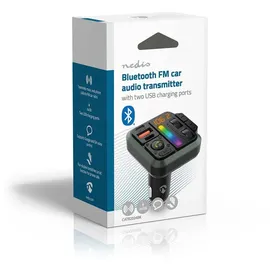 Nedis Kfz Audio FM Transmitter - Fest - freisprechend - 1" - Amber Screen - Bluetooth - PD 18 W/PD 24 W - Schnellladung - Bass Boost - Google Assistant/Siri - Schwarz