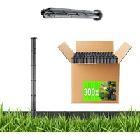 KADAX Erdanker zur Montage, 25 cm, 300x Bodenanker aus Kunststoff, Erdnägel, Verankerungen mit Noppen, Kunststoff-Erdanker für Umfassungen und Rasengitter (Schwarz, Rund)