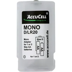 AccuCell Universal Mono D Adapter für 1 oder 2 Mignon AA Akku oder Batterien, 59,2x 32mm