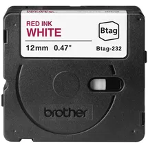 Brother Btag-232 12mm x 4m rot auf weiß nicht laminiert