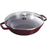 Staub Wok mit Glasdeckel, 30 cm, rund, Grenadine-Rot,
