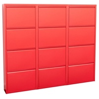 ebuy24 Schuhschrank Pisa Schuhschrank mit 12 Klappen/Türen in Metall r rot