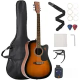 Vevor Elektro Akustische Gitarre Cutaway Anfänger 1041,4 mm (41 inch) Erwachsene Sunburst