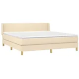 vidaXL Boxspringbett mit Matratze Creme 180x200 cm Stoff