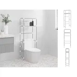 vidaXL Toilettenregal 2 Ablagen Grau 53,5x28x143 cm Eisen