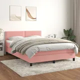 vidaXL Boxspringbett mit Matratze Rosa 140x200 cm Samt