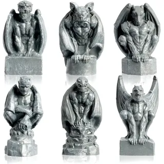 GW Box Mini-Wasserspeier-Figuren, kleine Wasserspeier, Miniatur-Wasserspeier, Wasserspeier, Skulptur, Dekoration, Ornamente für Halloween-Dekorationen, Zubehör und Heimdekoration, 6 Stück