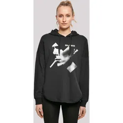 Kapuzenpullover F4NT4STIC "David Bowie Smoke Kreuz", Damen, Gr. L, schwarz, Obermaterial: 100% Baumwolle, casual, oversize, Langarm, Pullover, Print