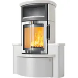 Kaminofen HARK 44-5.34 GT ECOplus 8 kW - Ofenkacheln: Creme-Weiß - Korpus: titan/verchromt