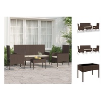 vidaXL 4-tlg. Garten-Lounge-Set mit Kissen Braun Poly Rattan