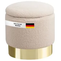 Albatros International Polsterhocker Albatros Hocker mit Stauraum Nizza Sitzhocker mit Stauraum, Modern (Beige, Sherpa), optimal als Fußhocker oder Hocker Schminktisch