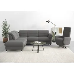 Ecksofa SIT & MORE "Grenoble L-Form mit Federkern", grau, B:247cm H:85cm T:222cm, Sofas, wahlweise mit Bettfunktion, Bettkasten, Arm- und Kopfteilverstellung