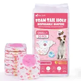 Pet Soft Hundewindeln für Hündinnen, 20 Stück Einweg Windeln für Hunde&Katzen, Hochsaugfähige Katzenwindeln Läufigkeitshose für Hündinnen mit verstellbarem Schwanzloch (S-M-20 Stück)