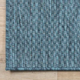 Sanat Melissa Outdoor Teppich Wetterfest - Wasserabweisend für Innen und Außenbereich, Balkon, Terrasse, Garten, Wohnzimmer oder Küche - Blau, 80x150 cm