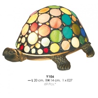 Casa Padrino Tiffany Tischleuchte Schildkröte Bunt Ø 20 x H. 14 cm - Tiffany Deko Leuchten