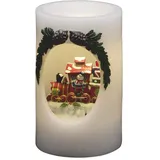 Konstsmide LED Echtwachskerze Schneemann mit Zug 16 cm weiß