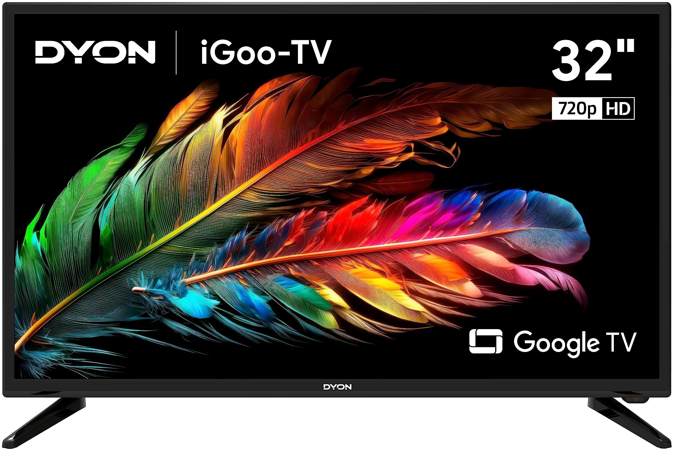 DYON iGoo-TV 32H 80cm (32 Zoll) Google TV (HD Triple Tuner, Prime Video, Netflix, Google Play Store für DAZN, Disney+, Apple TV+, Paramount+, waipu.tv UVM., Google Assistant) [Mod. 2023]