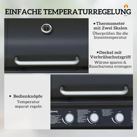 Outsunny Gasgrill Grillwagen 118,5 x 56 x 110 cm Schwarz