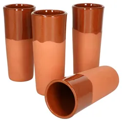4er Set Tonbecher 330ml teilglasiert - 12968