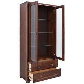 Home Affaire Vitrine HOME AFFAIRE "Gotland", braun (dunkelbraun), Schränke, Vitrine, Breite 80 cm, Höhe 178 cm, mit Glastüren, aus massiver Kiefer, FSC