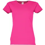 FRUIT OF THE LOOM Ladies Iconic T-Shirt Fuchsia L