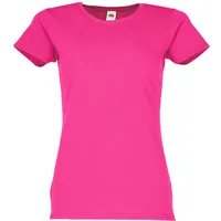 FRUIT OF THE LOOM Ladies Iconic T-Shirt Fuchsia L