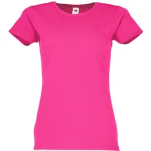 FRUIT OF THE LOOM Ladies Iconic T-Shirt Fuchsia L