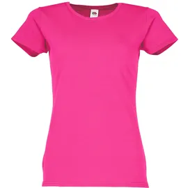 FRUIT OF THE LOOM Ladies Iconic T-Shirt Fuchsia L