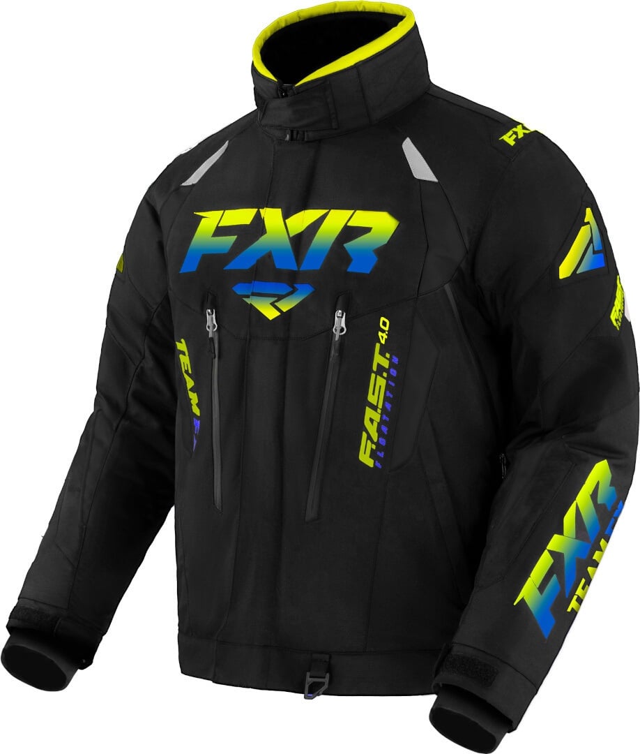 FXR Team FX 2-in-1 2023 Sneeuwscooter Jas, zwart-blauw-geel, 2XL Voorman