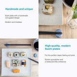 Intirilife Sushi Servier Teller Handgefertigt, Teller, Weiss