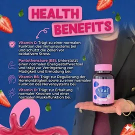 Vitafy Vital Gummies mit Pantothensäure & Vitamin C Erdbeergeschmack 60 Gummies