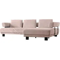 Ecksofa HUKLA "HU-HP18064" Sofas Gr. B/H/T: 297cm x 85cm x 214cm, Chenille, Recamiere rechts, elektrische Vorziehbank, kama rose Optional mit motorischer Vorziehbank, stylische Reling