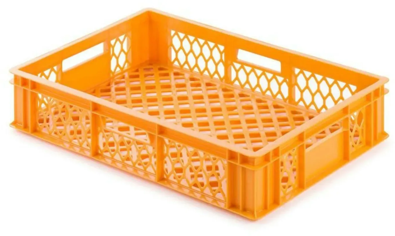 PROREGAL Eurobehälter Bäcker- & Konditorenkasten | HxBxT 13x40x60 | 24 Liter | Gelb-Orange | Brötchenkiste, stapelbare Bäckerkiste