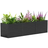 Outsunny Hochbeet Blumenhochbeet witterungsbeständig, Pflanzbeet Frühbeet Gartenbeet Pflanzkübel Pflanzkasten aus Verzinkter Stahl,