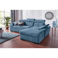Ecksofa EXXPO - SOFA FASHION "Salerno, inkl. Kopf- und Armteilverstellung, elegant & bequem, L-Form", blau (denim), B:280cm H:77cm T:170cm, Sofas, wahlweise mit Bettfunktion und Bettkasten, tolle Detailverarbeitung