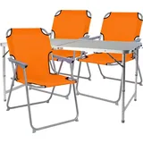 4teiliges Campingmöbel Set Alu wetterfest robust 120x60x58/70cm orange - Orange