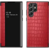 KönigDesign Samsung Galaxy S23 Ultra Kunstleder Handyhülle Rot
