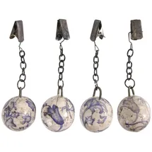 Esschert Design 4 Stück Tischtuchgewicht, Tischdeckenhalter aus Keramik in blau-weiß, Ø ca. 3,2 cm