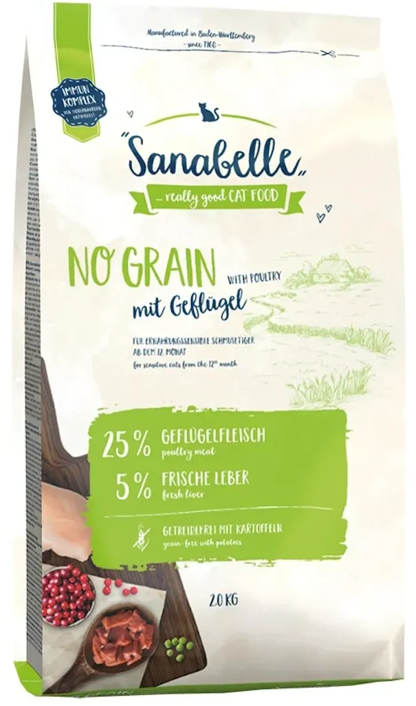 Sanabelle No Grain mit Geflügel Katzentrockenfutter 2 Kilogramm