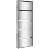vidaXL Schuhschrank mit Spiegel 63 x 17 x 169,5 cm betongrau / grau