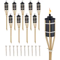 Relaxdays Gartenfackeln 10er Set 40 cm Bambus schwarz/bronze
