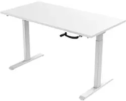 euroseats Crank Sitz-Stehschreibtisch Rechteckig Weiß T-Fuß 1.400 (B) x 800 (T) x 1.190 (H) mm Metall