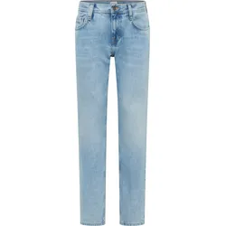 Straight-Jeans MUSTANG "Herren Style Denver Straight", Herren, Gr. 34, Länge 32, blau (211 hellblau), Denim/Jeans, 100% Baumwolle, straight fit, Jeans