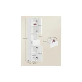 VASAGLE Hochschrank 30 x 30 x 170 cm Weiß Holz, MDF