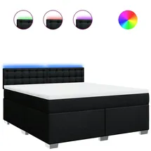 vidaXL Boxspringbett mit Matratze Schwarz 180x200 cm Stoff