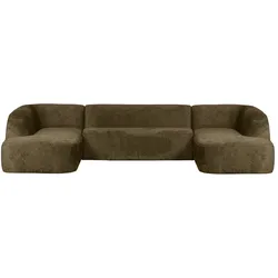 Sofa Sloping U-Form aus Struktursamt, Bonsai