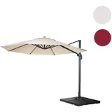 Mendler Gastronomie-Ampelschirm HWC-A96, Sonnenschirm, rund Ø 3,5m Polyester Alu/Stahl 26kg creme mit Ständer - Beige