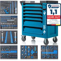 NTG Werkzeugwagen Stahl blau 7 Schubladen bestückt